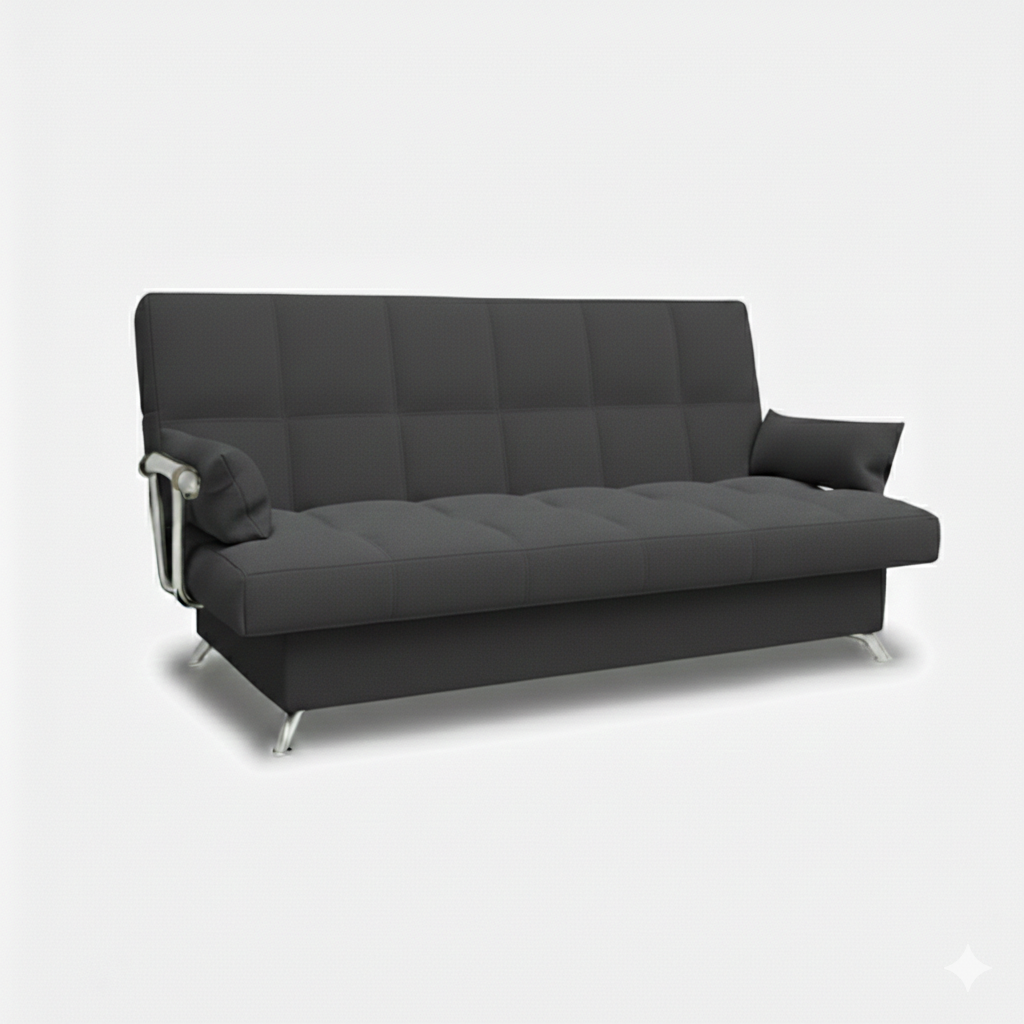 Диван Финка ДК с хром.бок. прямой Тк.LUMA 23 серый маус 2 кат Апогей