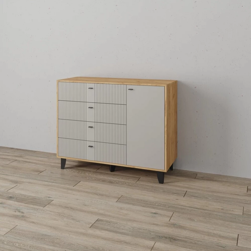 Комод Катрин-13 дуб крафт золотой/сантьяго софт