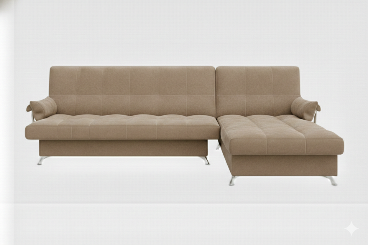 Диван угловой Финка ДКУ с хром бок. Тк.Frisco 25 UNIQ 3 кат Апогей