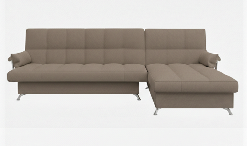 Диван угловой Финка ДКУ с хром бок. Тк.Боска VL-1912-04 (какао) 2 кат Апогей