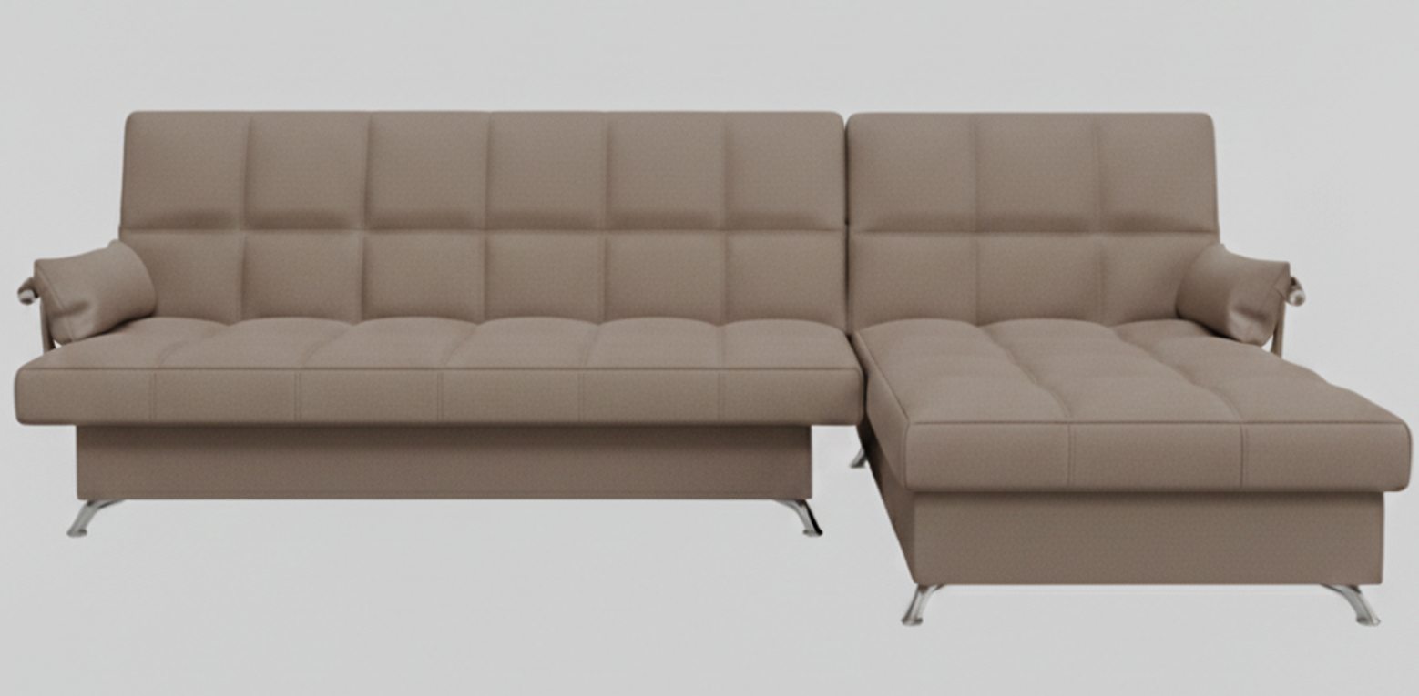 Диван угловой Финка ДКУ с хром бок. Тк.SELFIE Mocca 3 кат Апогей