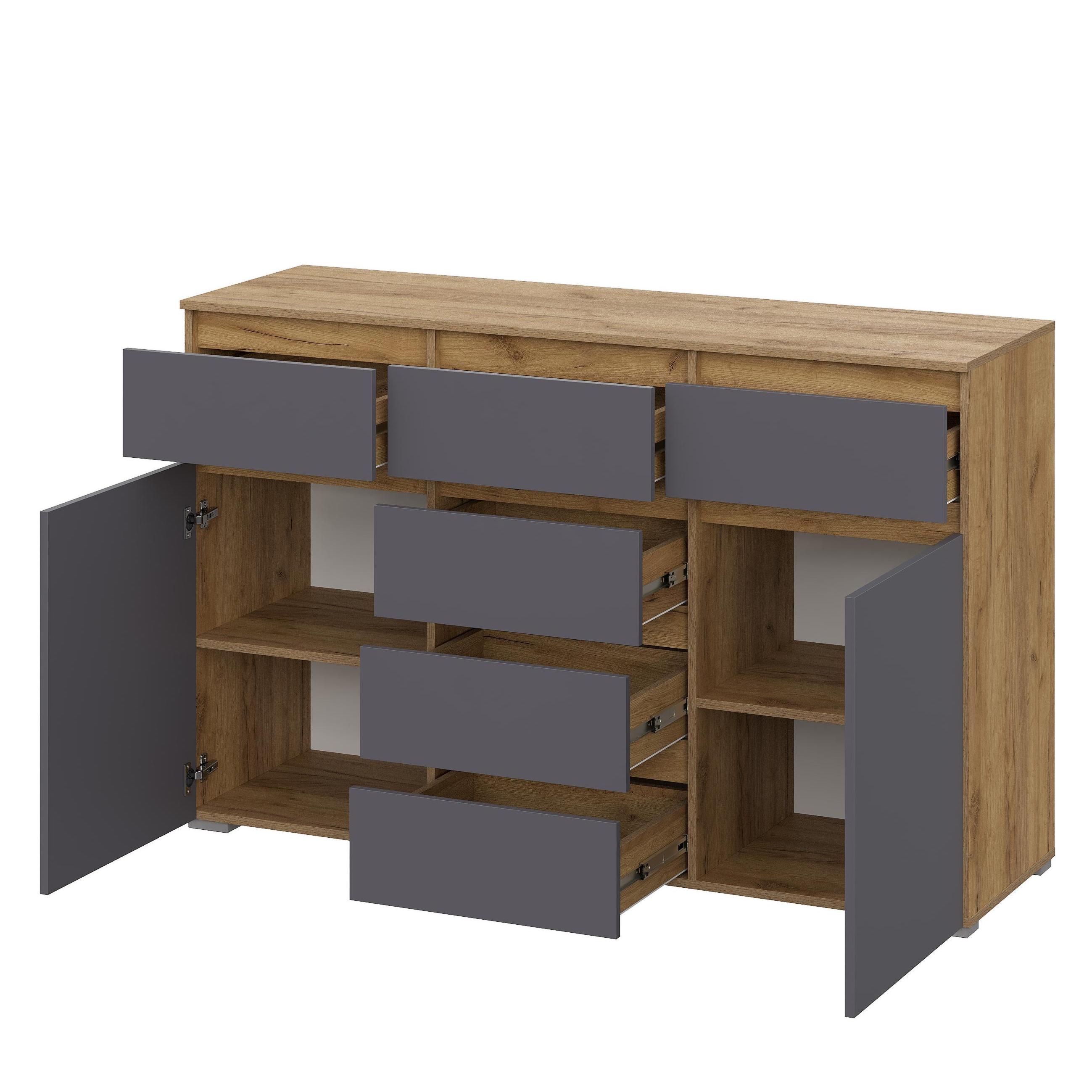 Люмо Комод КМ 01 1202х958х460 (ДУБ КРАФТ ЗОЛОТО/СЕР)