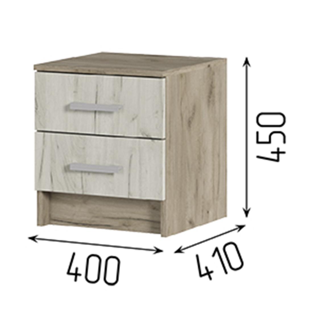 Спальня Тумба прикроватная ГАРМОНИЯ ТБ 601  (0,4х0,45х0,408) фасад ДУБ КРАФТ БЕЛЫЙ/корпус ДУБ КРАФТ 