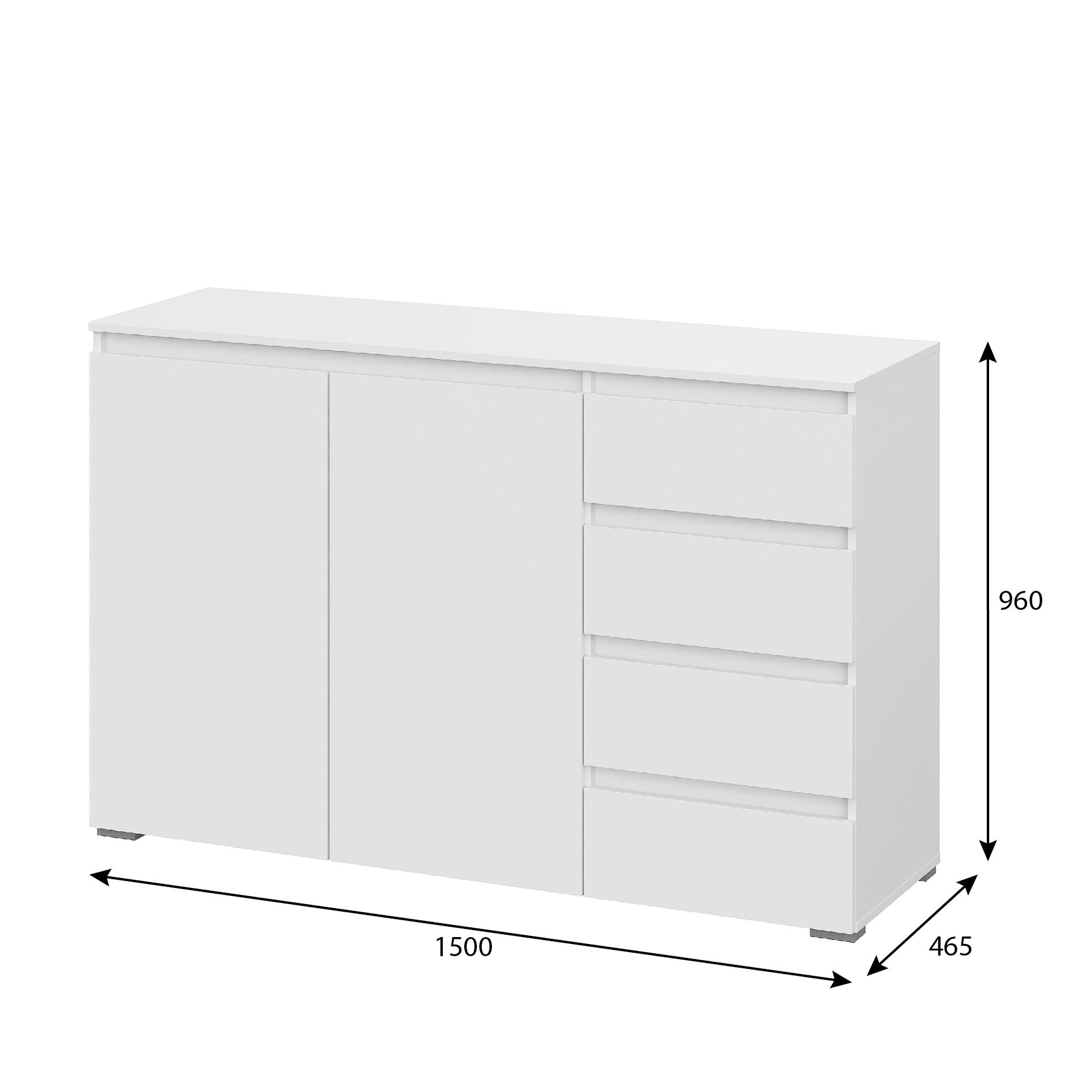 Люмо Комод КМ 06 (4 фасада справа) 1502х958х460 (БЕЛ/БЕЛ)