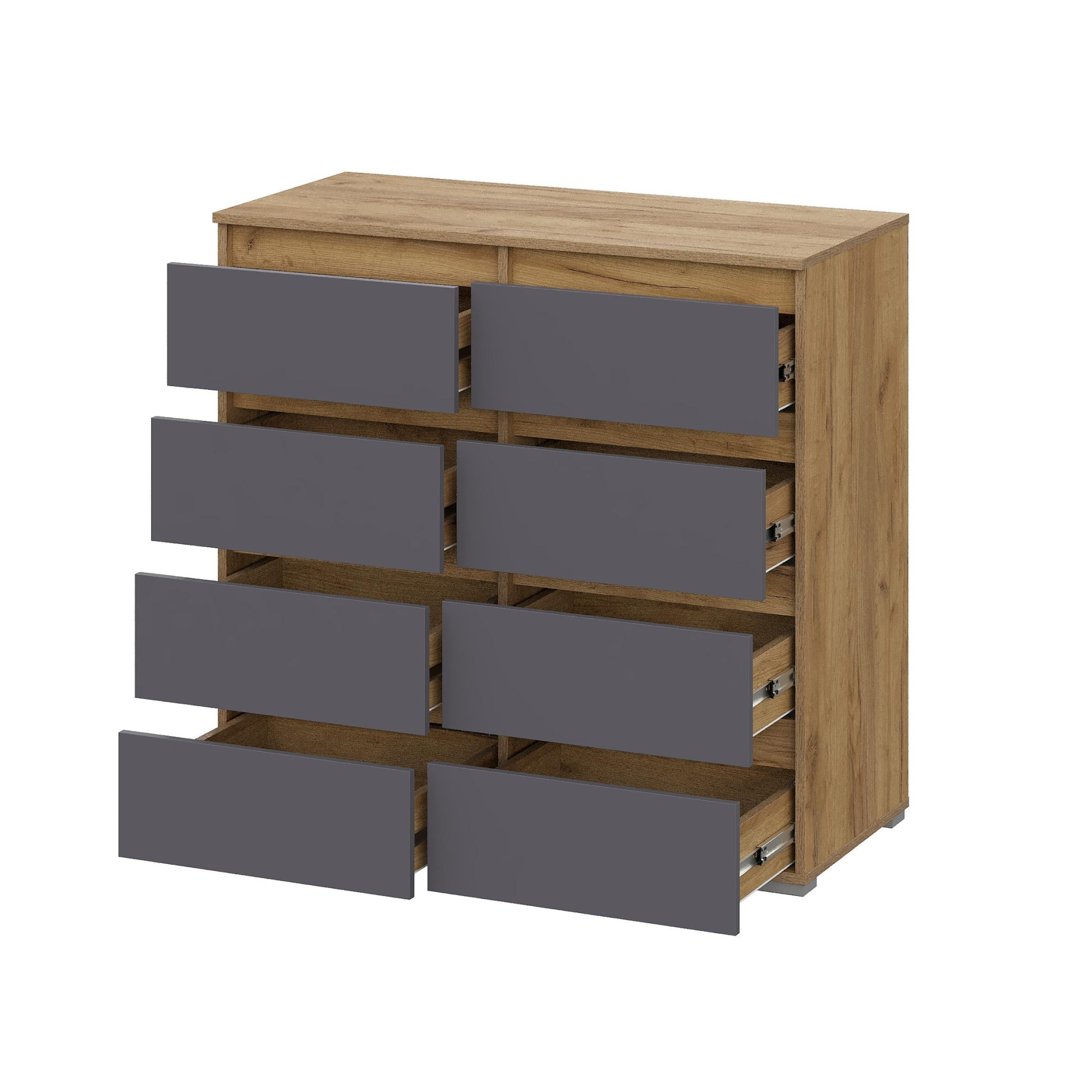 Люмо Комод КМ 04 (8 ящиков) 1002х958х460 (ДУБ КРАФТ ЗОЛОТО/СЕР)