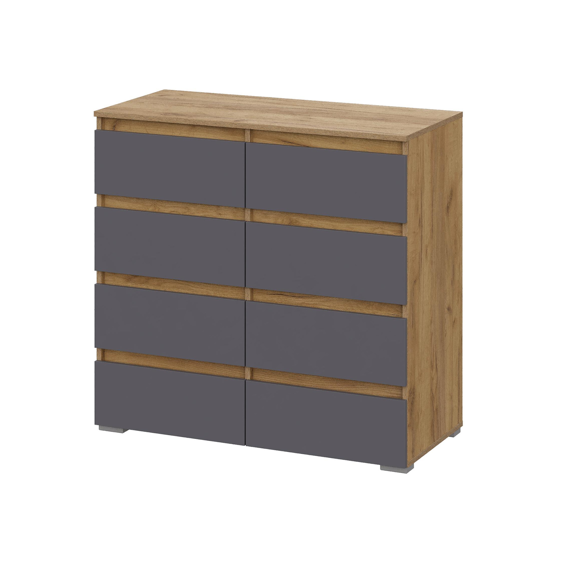 Люмо Комод КМ 04 (8 ящиков) 1002х958х460 (ДУБ КРАФТ ЗОЛОТО/СЕР)