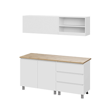 Люмо Кухонный гарнитур со столешницей 1700х1900х600, БЕЛ/БЕЛ