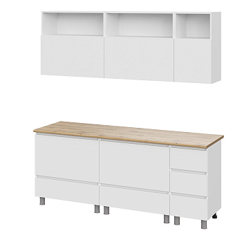 Люмо Кухонный гарнитур со столешницей 2000х2170х600, БЕЛ/БЕЛ