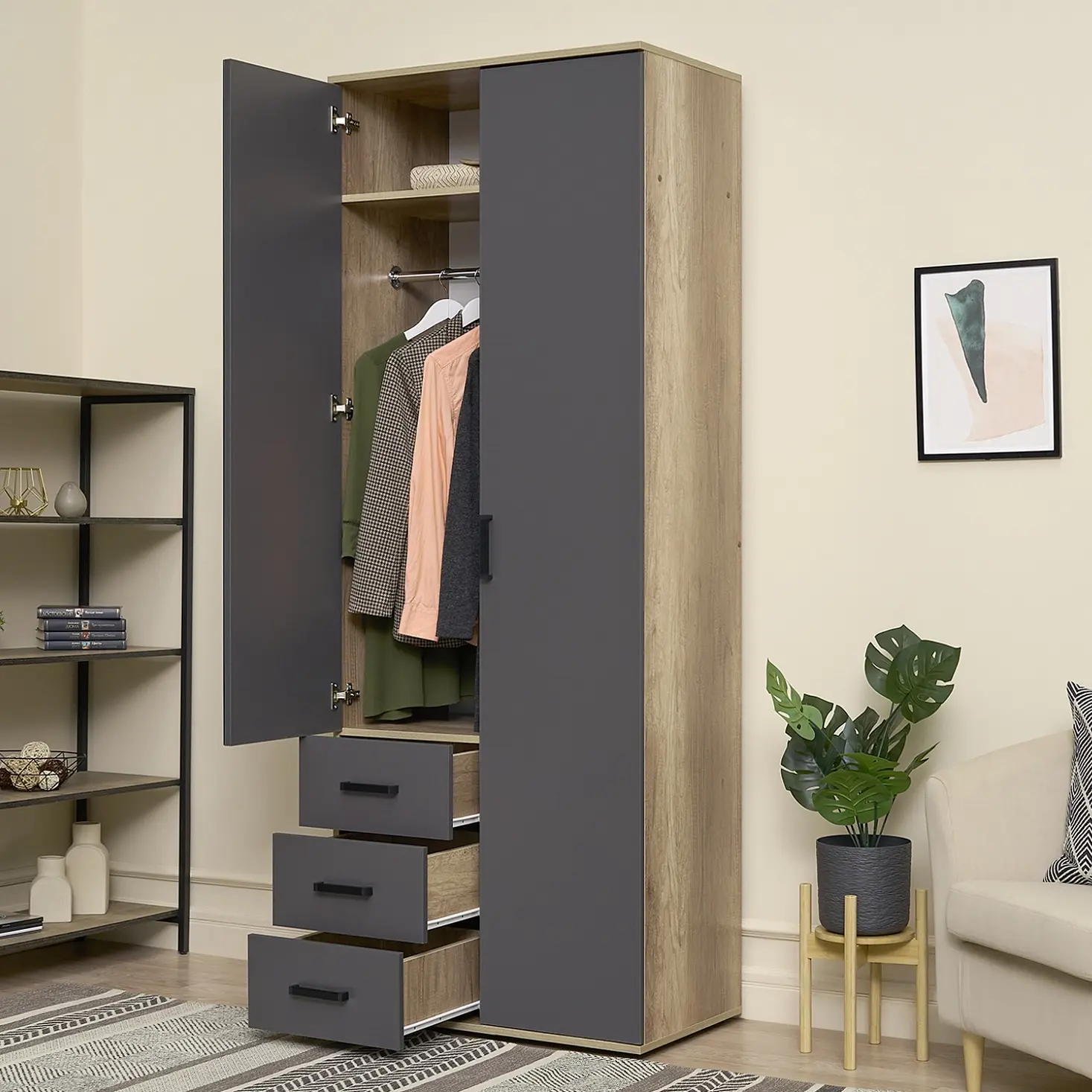 Шкаф 2-х створчатый "Вегас" ШК-03 (дуб каньон/графит)