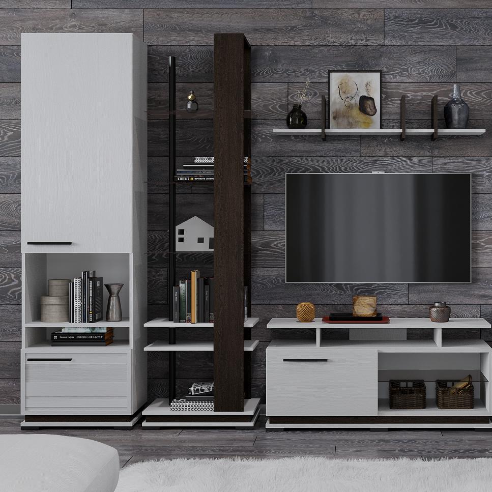 Гостиная Модена пенал с нишей МШ-2 белый/венге