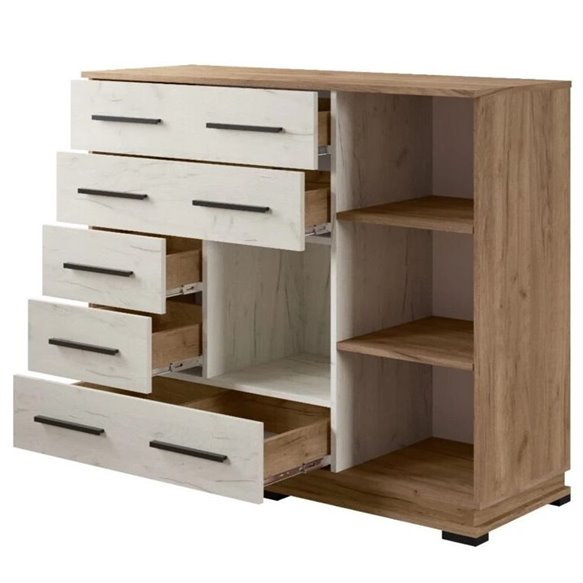 Гостиная Модена комод МК-2 Дуб крафт табачный/Дуб крафт белый