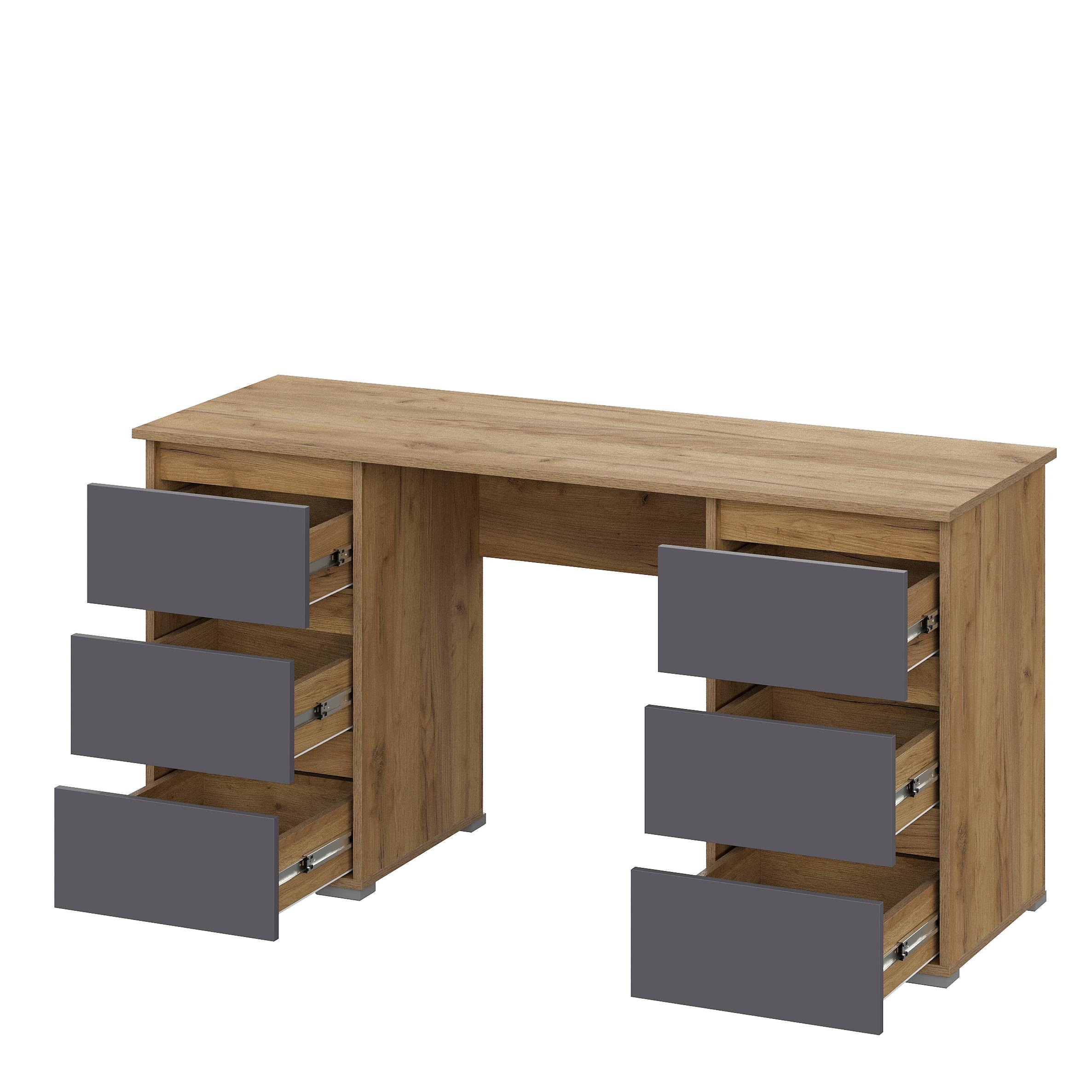 Люмо Стол с ящиками ПС 02 1420х730х500 (ДУБ КРАФТ ЗОЛОТО/СЕР)