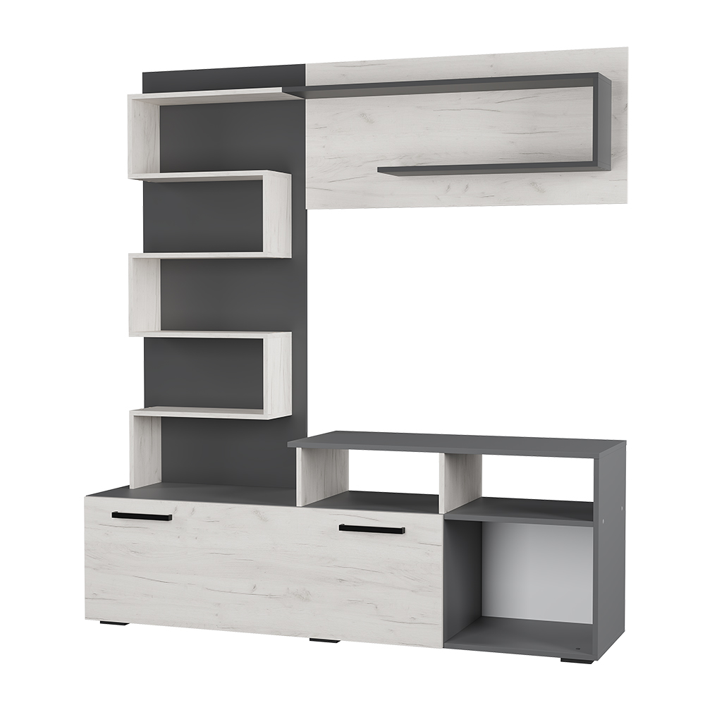 Гостиная "Евро" Графит/Дуб крафт белый