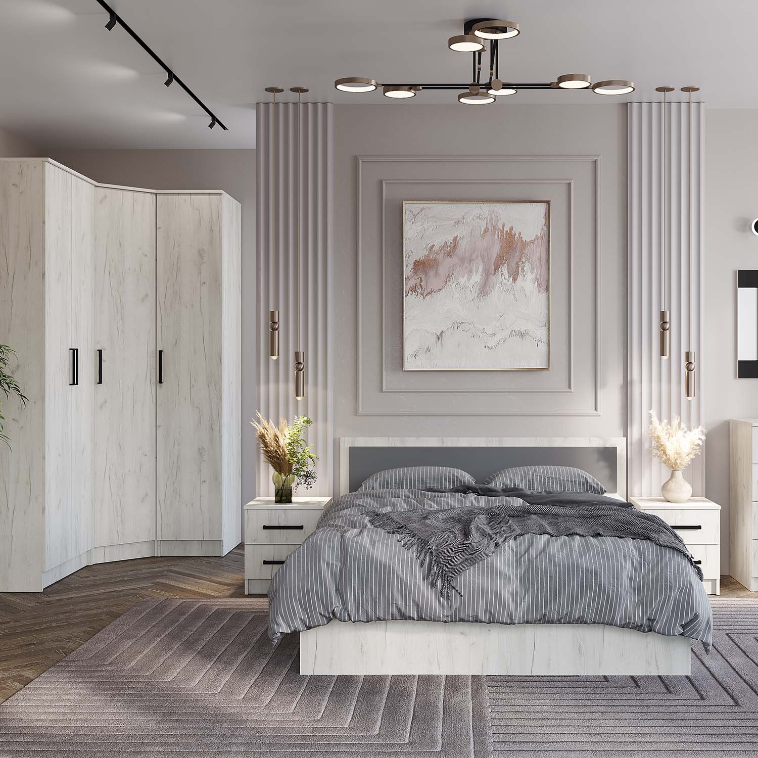 Кровать 1,4 м "Фиеста" дуб крафт белый