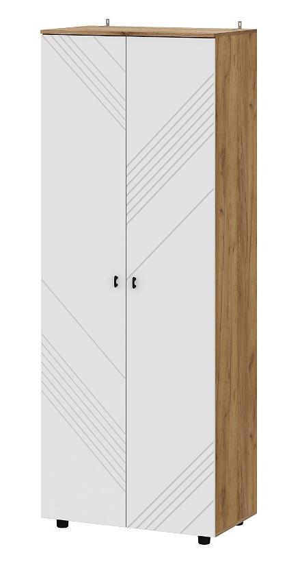 Модульная система "Байкал" Шкаф двухстворчатый (комбинированный) (SAFE) Дуб Золотой/Белый матовый SV
