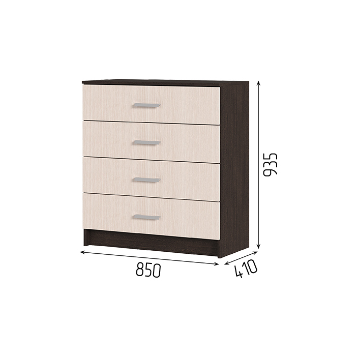 Спальня Комод 4 ящика ГАРМОНИЯ КМ 601  (0,85х0,934х0,408) фасад БЕЛФОРТ/корпус ВЕНГЕ