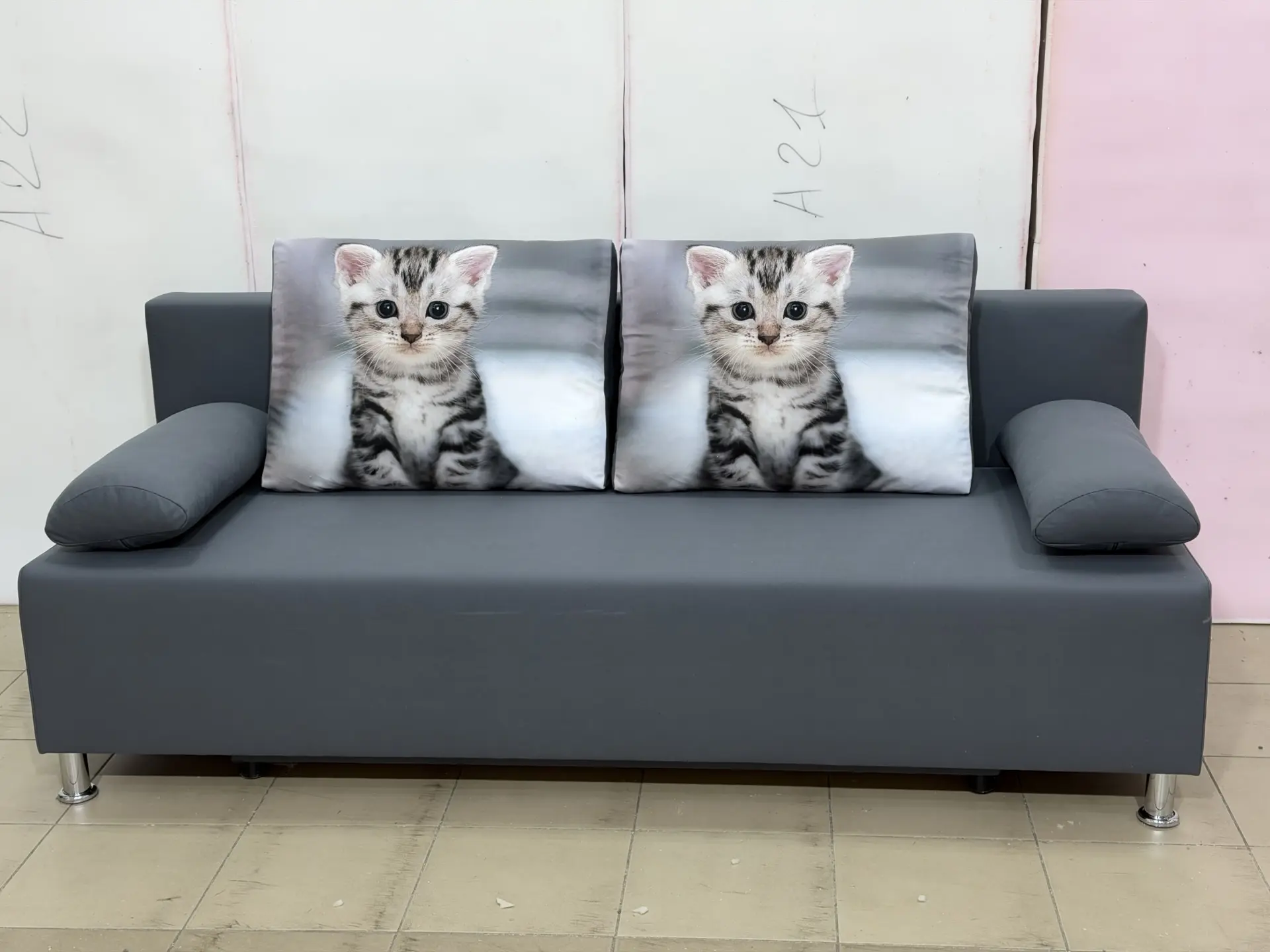 Диван прямой Прима Эконом с купоном Тк.Котенок 0,7*0,7 + Nicki 88 1 кат ЭКО