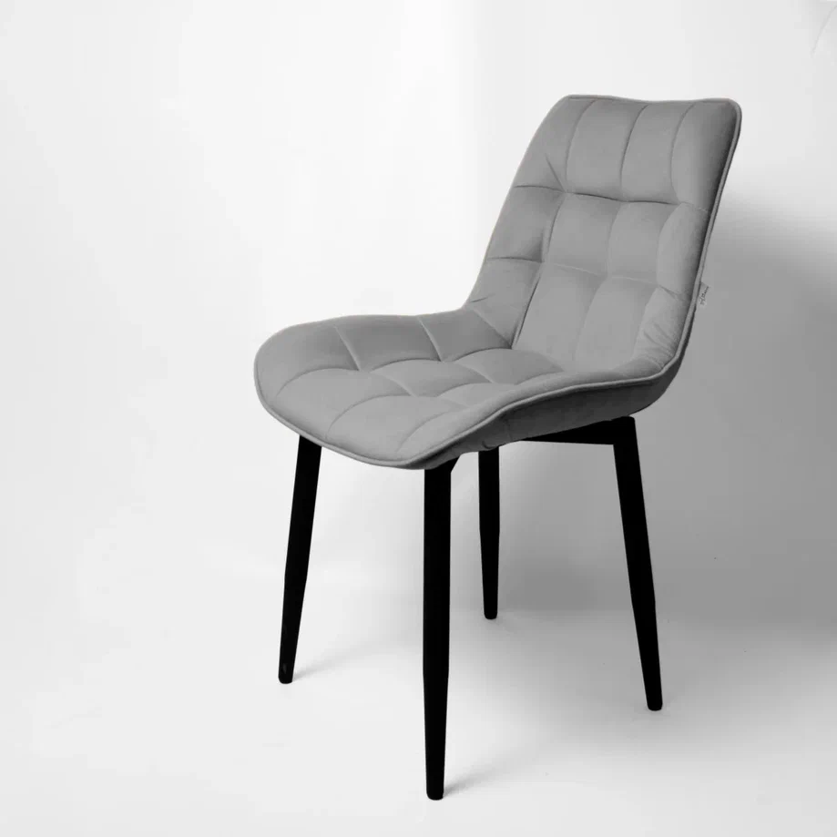 Стул "Бостон" черный матовый (Velutto 52 серый)