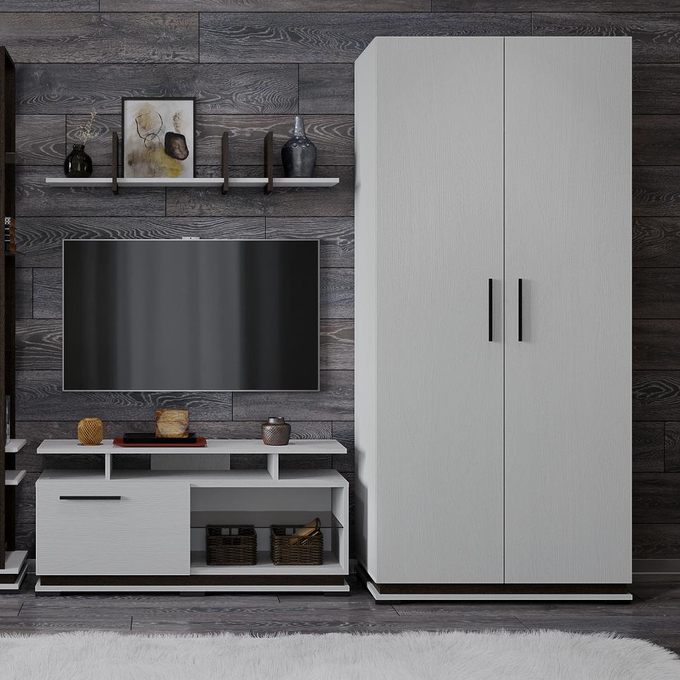 Гостиная Модена шкаф комбинированный МШ-1 белый/венге