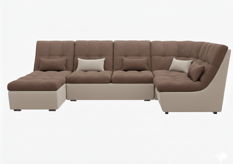 Диван угловой София-2 ДКУ латы Тк.Боска VL-1912-05 (мокко)+Боск VL-1912-03 (слоновая кость) 1 кат Ап