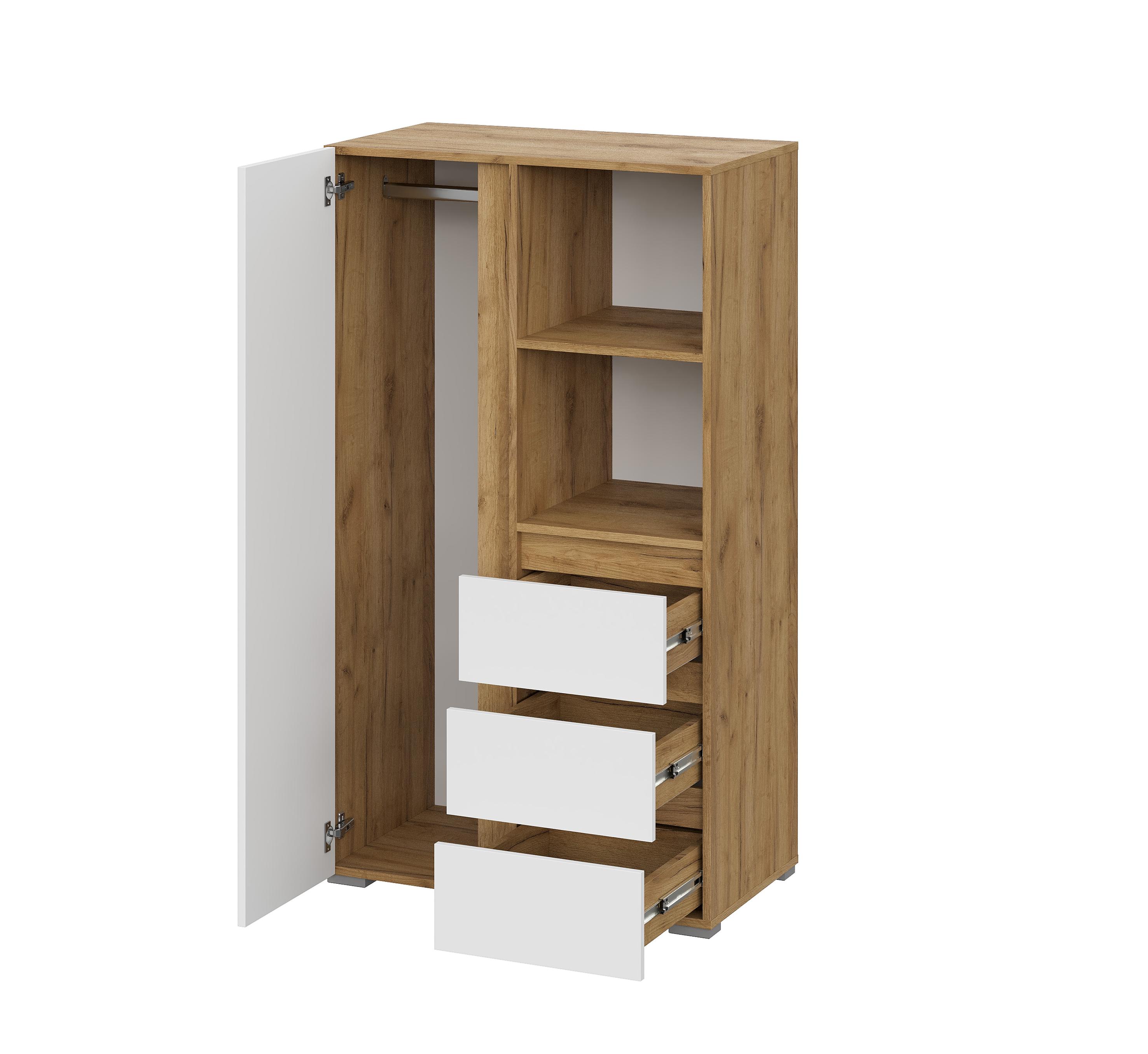 Люмо Шкаф ШК 03 802х1414х460 (ДУБ КРАФТ ЗОЛОТО/БЕЛ)