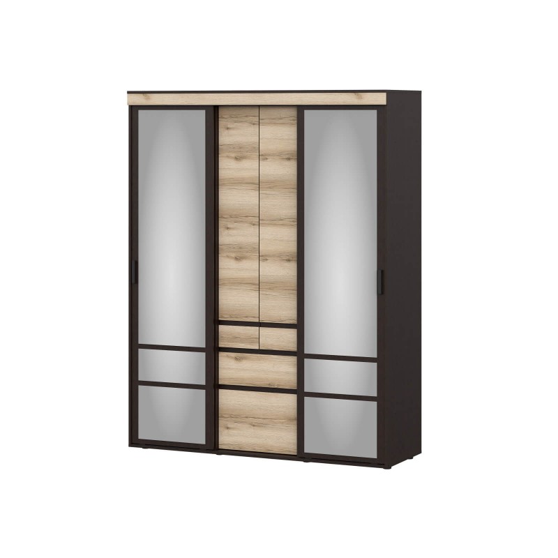 Модульная система "Берген" Вешалка с зеркалом (серия №3) Дуб Делано / Дуб Венге