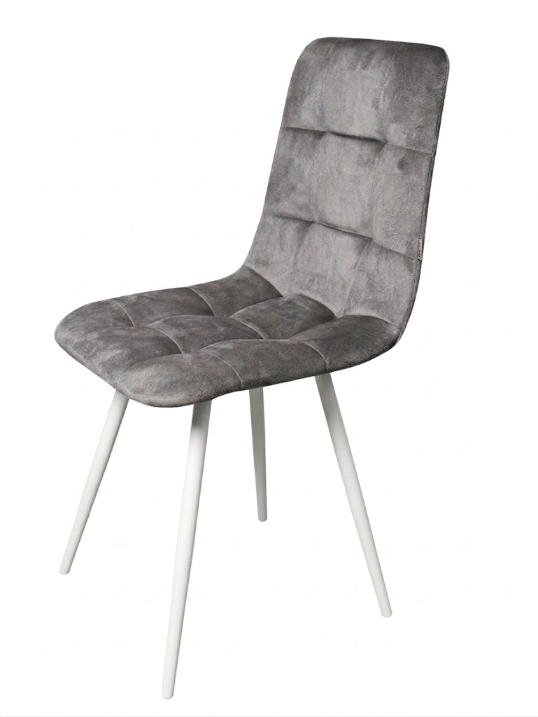 Стул "Фред" белый матовый (Томми 08 серый)