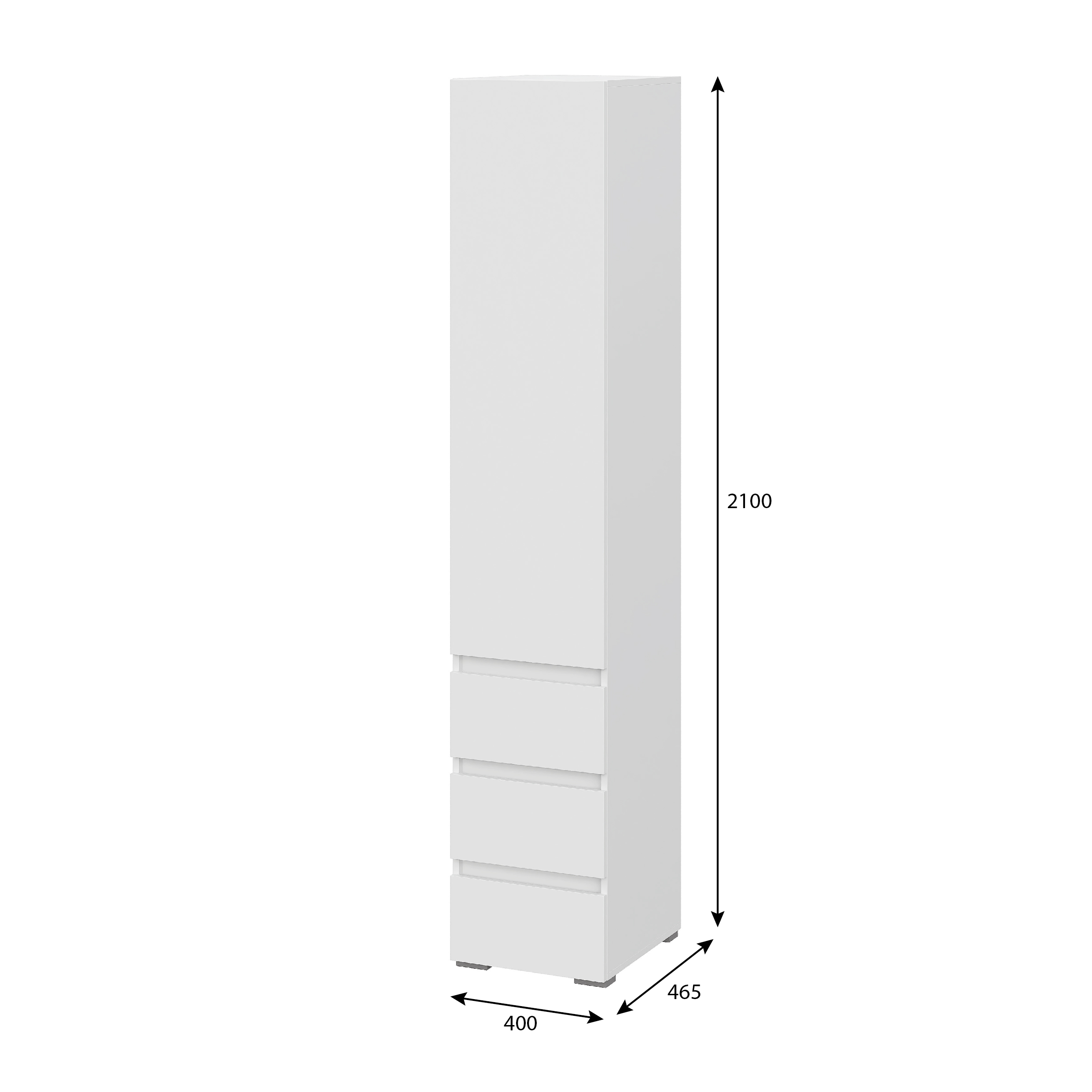 Люмо Пенал с ящиками ПН 03 400х2100х460, БЕЛ/БЕЛ