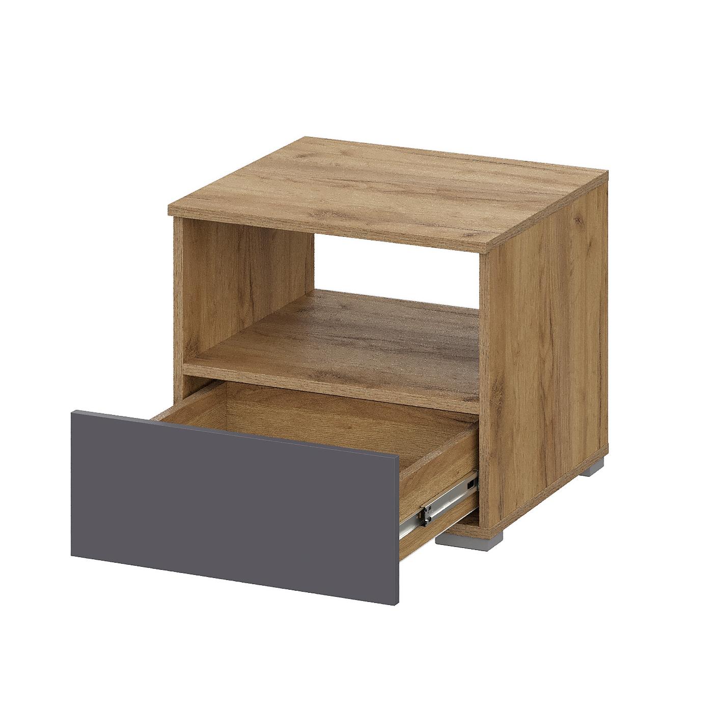 Люмо Тумба прикроватная ТБ 01 504х442х460 (ДУБ КРАФТ ЗОЛОТО/СЕР)