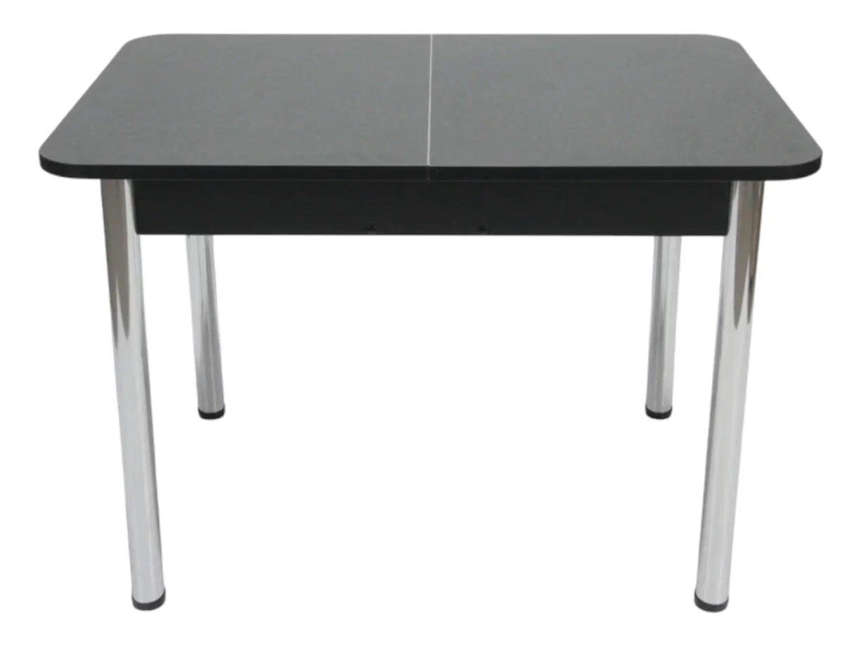 Стол Прямоугольный раздвижной 1100(1400)*700 ноги хром Черное Пл.5003 ТС Черный иней Висма