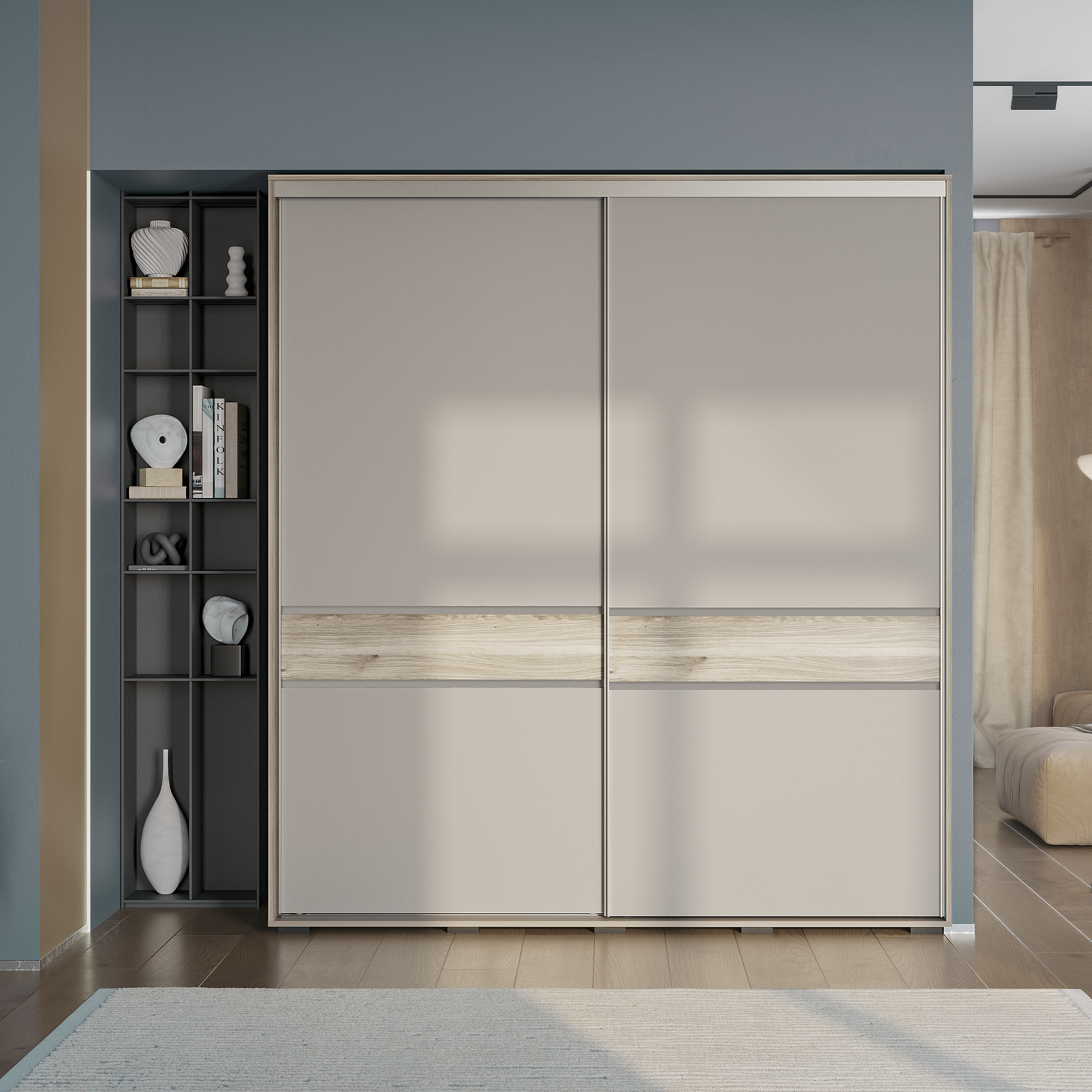 Шкаф-купе "Крафт-10" Дуб смоки/Кашемир