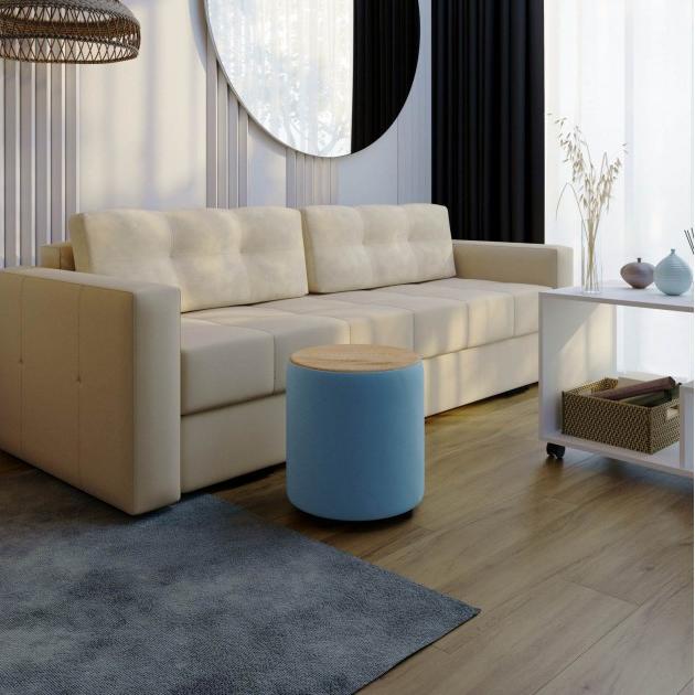 Пуф Пай светло-голубой/мдф дуб канадский