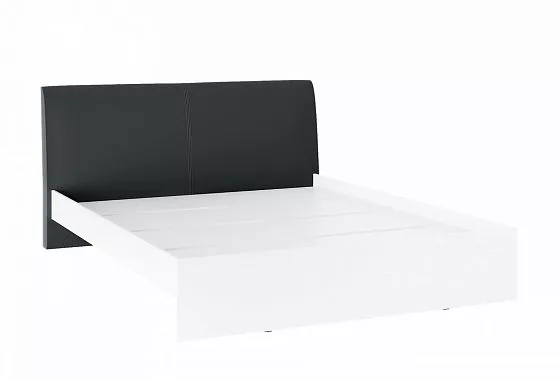 Кровать "Доминика" 1600 белый/кожзам серый