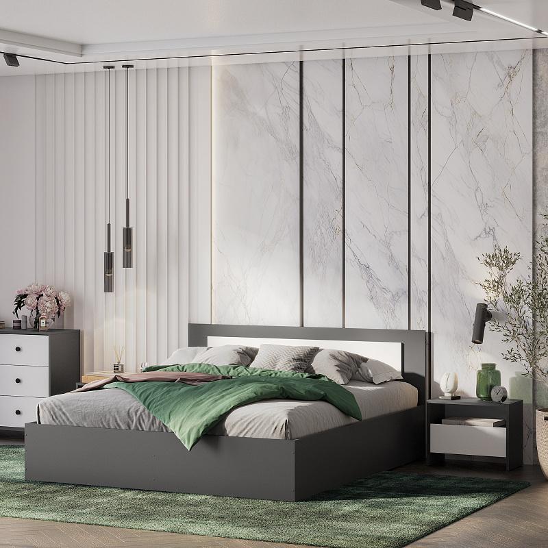 Модульная система "Дольче" Тумба прикроватная (Графит/Белый)