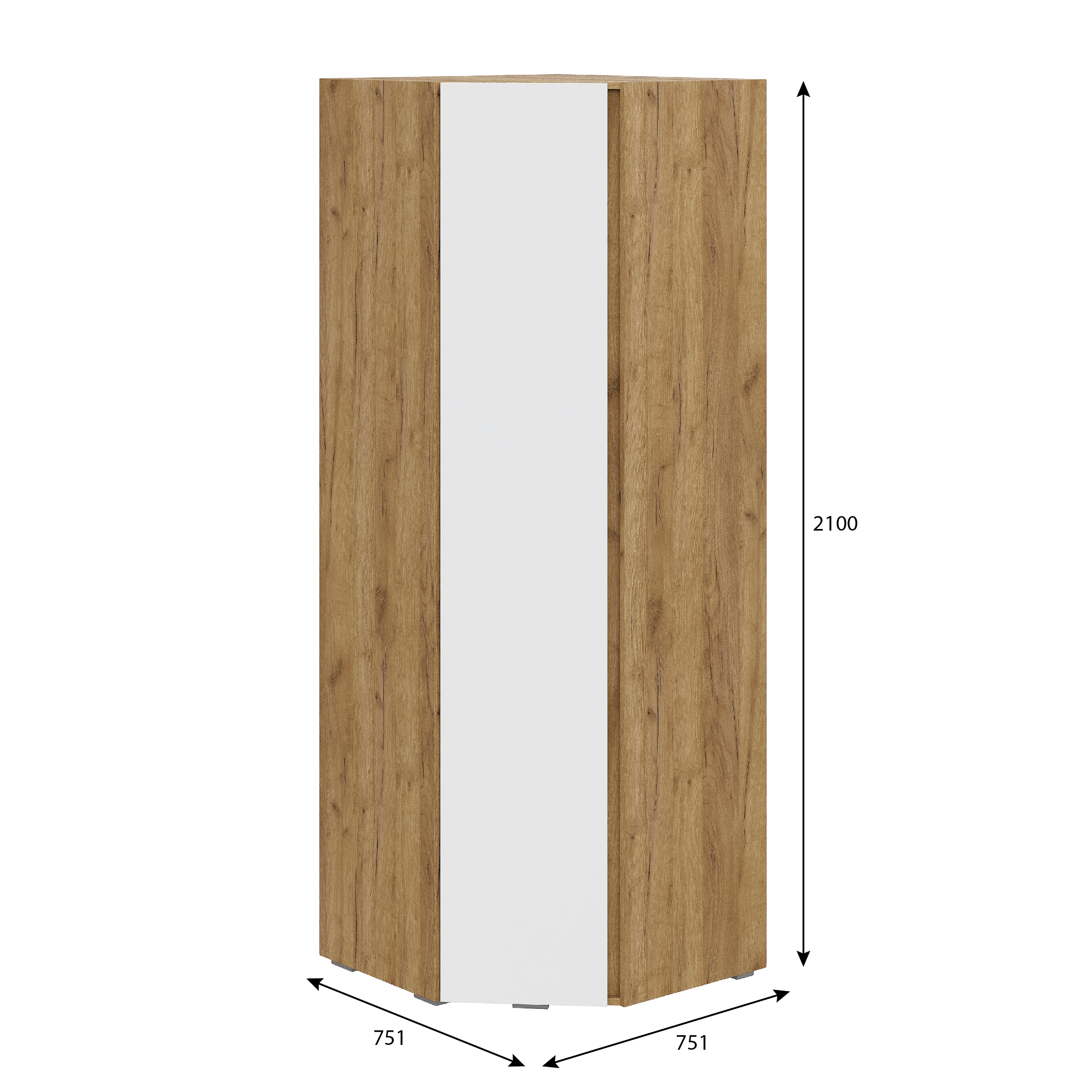 Люмо Шкаф угловой ШК 04 748х2100х748 (ДУБ КРАФТ ЗОЛОТО/БЕЛ)