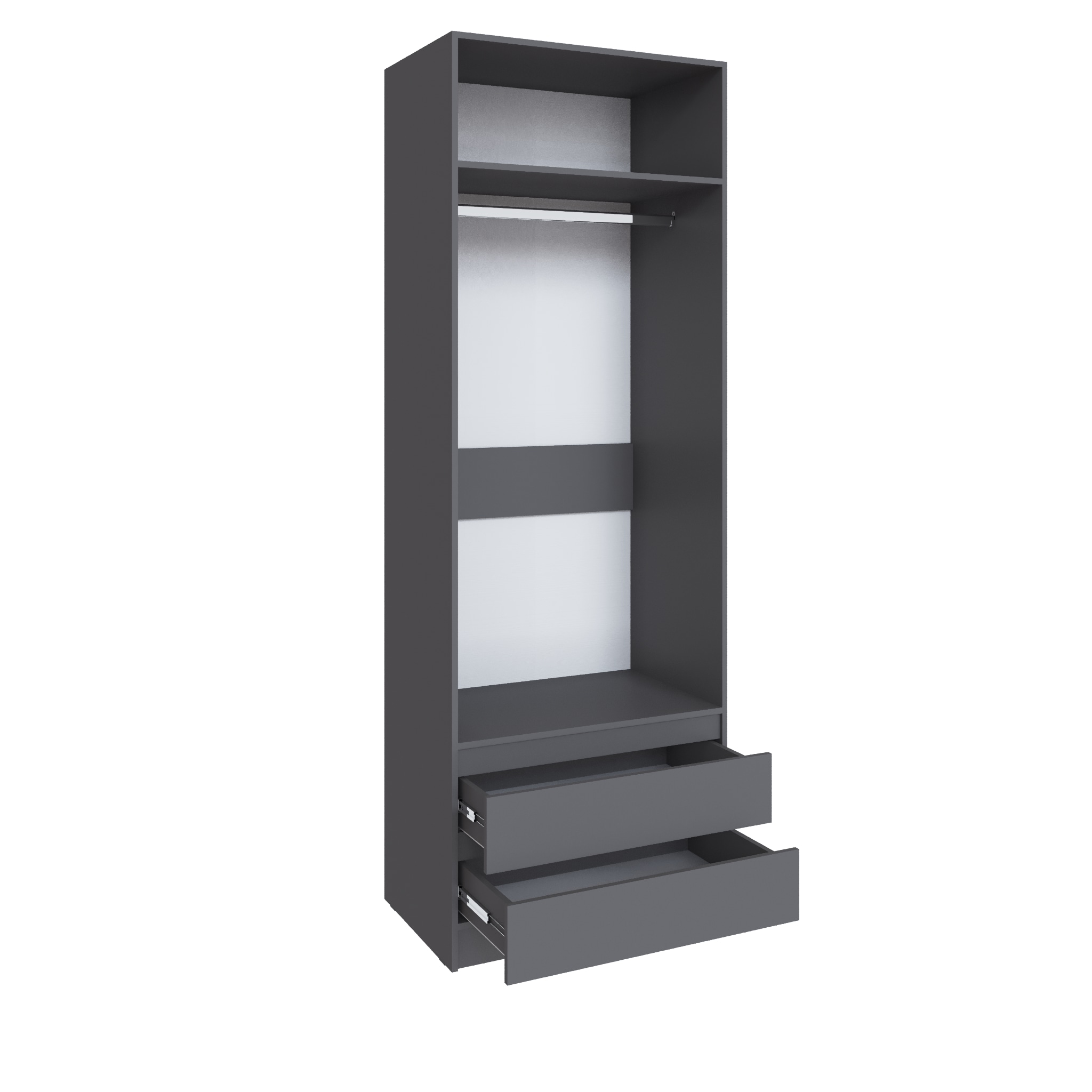 Шкаф Мадрид (0,8) с 2 ящ. без ручек с зеркалом графит серый