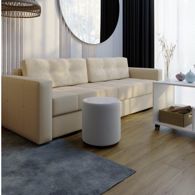 Пуф Пай светло-серый/мдф холст белый