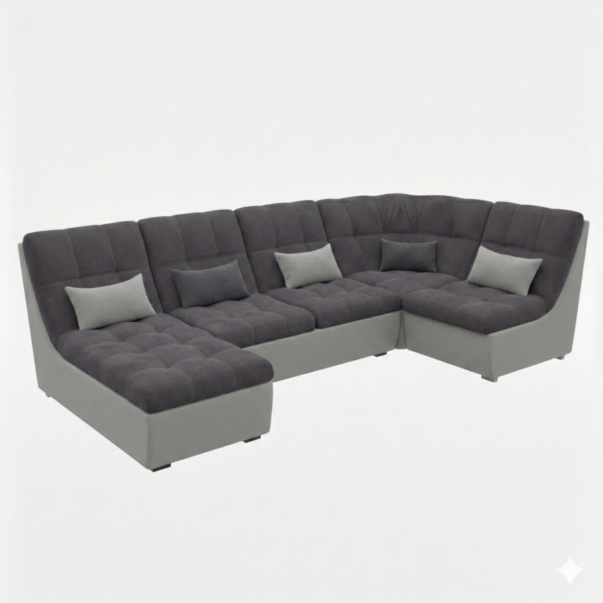 Диван угловой София-2 ДКУ латы Тк.LUMA 24 графит/LUMA 13 светло-серый 2 кат Апогей