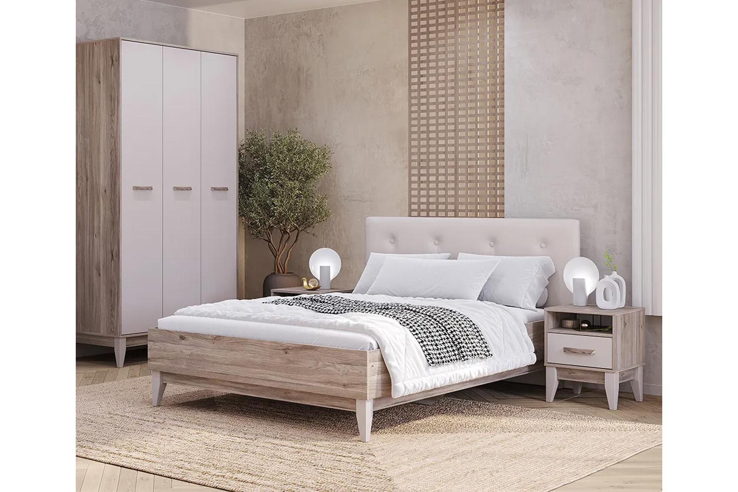 Кровать 1,4 м "Скандика" КР-14 дуб смоки