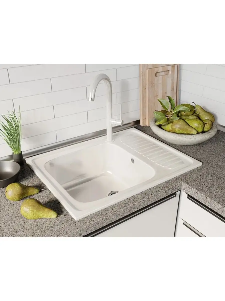 Кухонная мойка S-11 (белый крап) матовый