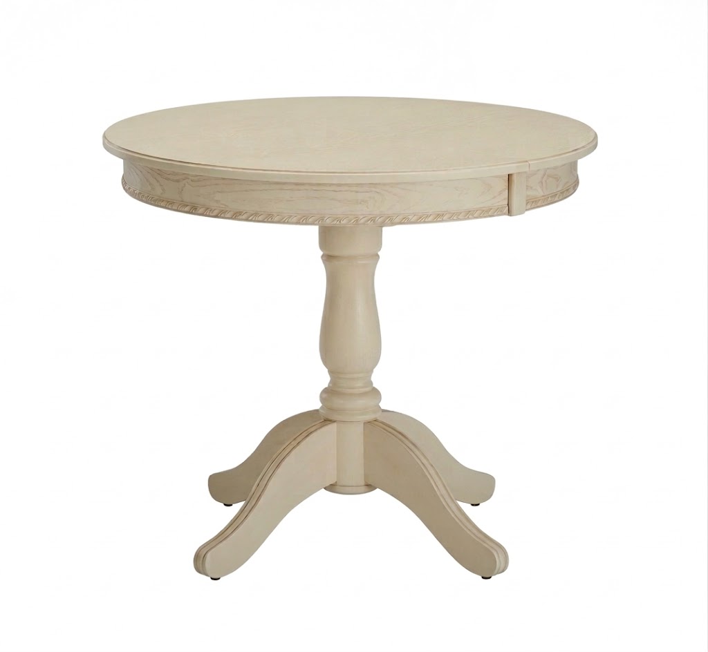 Стол Джем раздвижной массив бука D110(150) Слоновая кость/декор 1