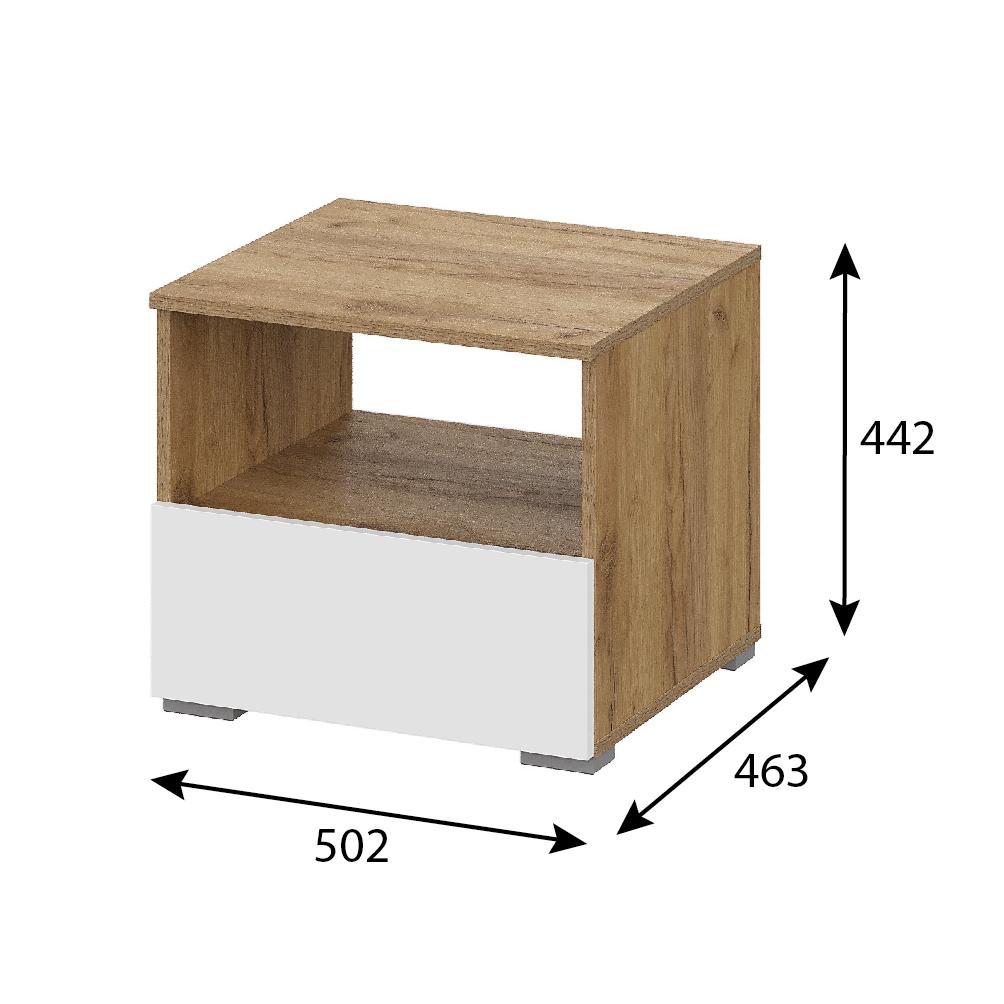 Люмо Тумба прикроватная ТБ 01 504х442х460 (ДУБ КРАФТ ЗОЛОТО/БЕЛ)