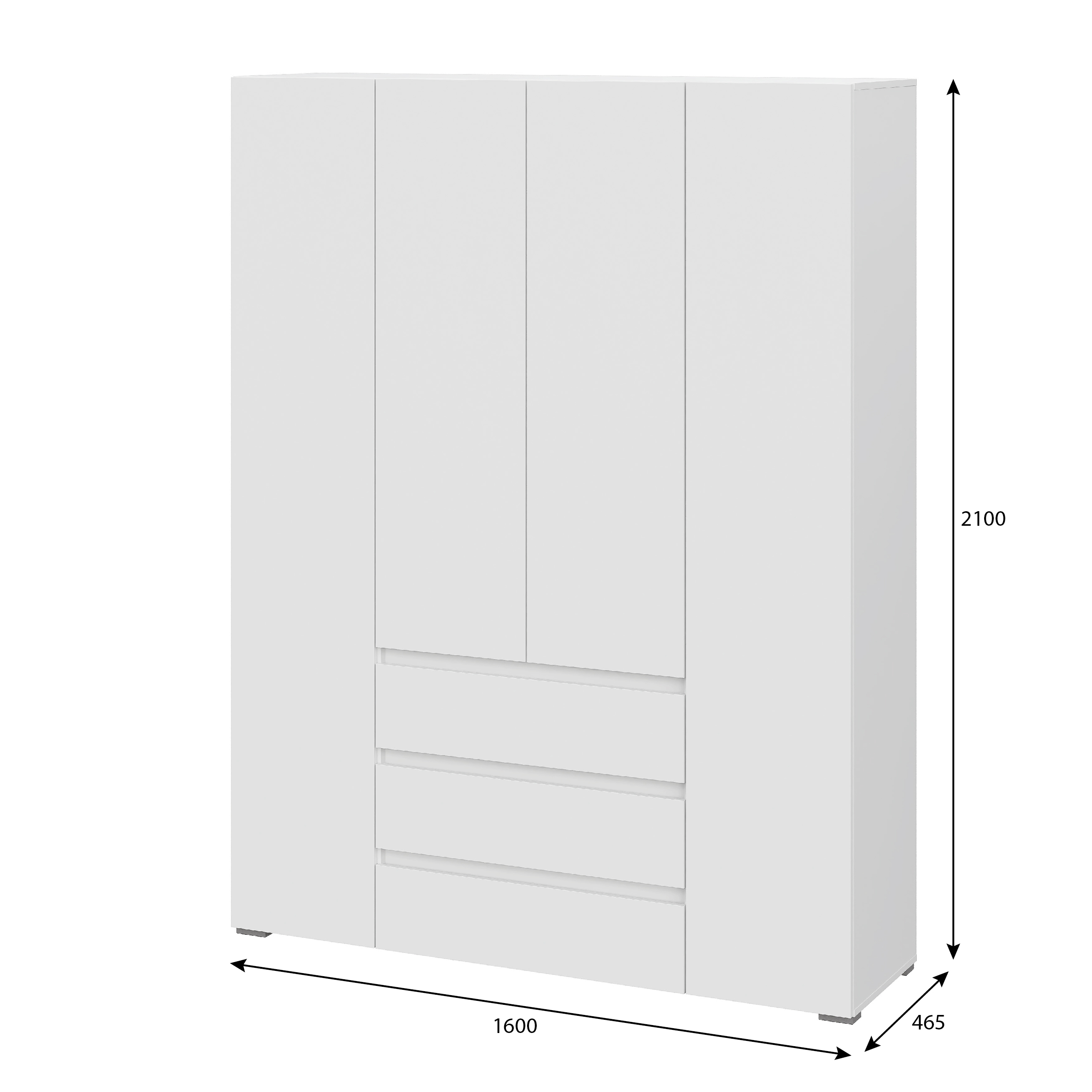 Люмо Шкаф с ящиками 4-х створчатый ШК 05 1600х2100х460 (БЕЛ/БЕЛ)
