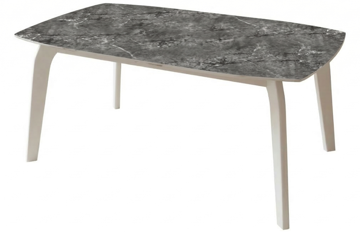 Стол раздвижной Авто Оскар С-3 ФП (Мрамор4 CristalVision) белый Н-7+
