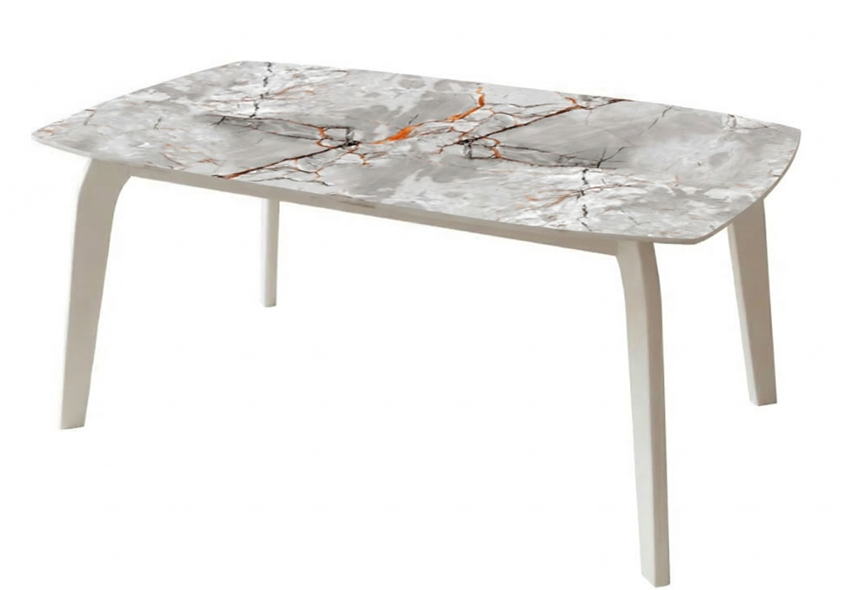 Стол раздвижной Авто Оскар С-3 ФП (Мрамор1 CristalVision) белый Н-7+