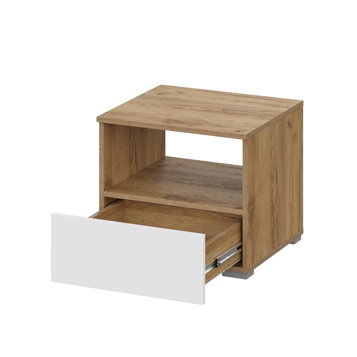 Люмо Тумба прикроватная ТБ 01 504х442х460 (ДУБ КРАФТ ЗОЛОТО/БЕЛ)