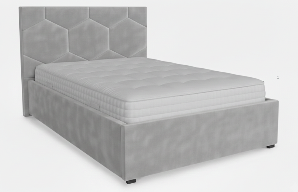 Кровать Соты-1 1,4*2,0 с П.М. Тк.LOVERS-6 серебро 2 кат  Апогей