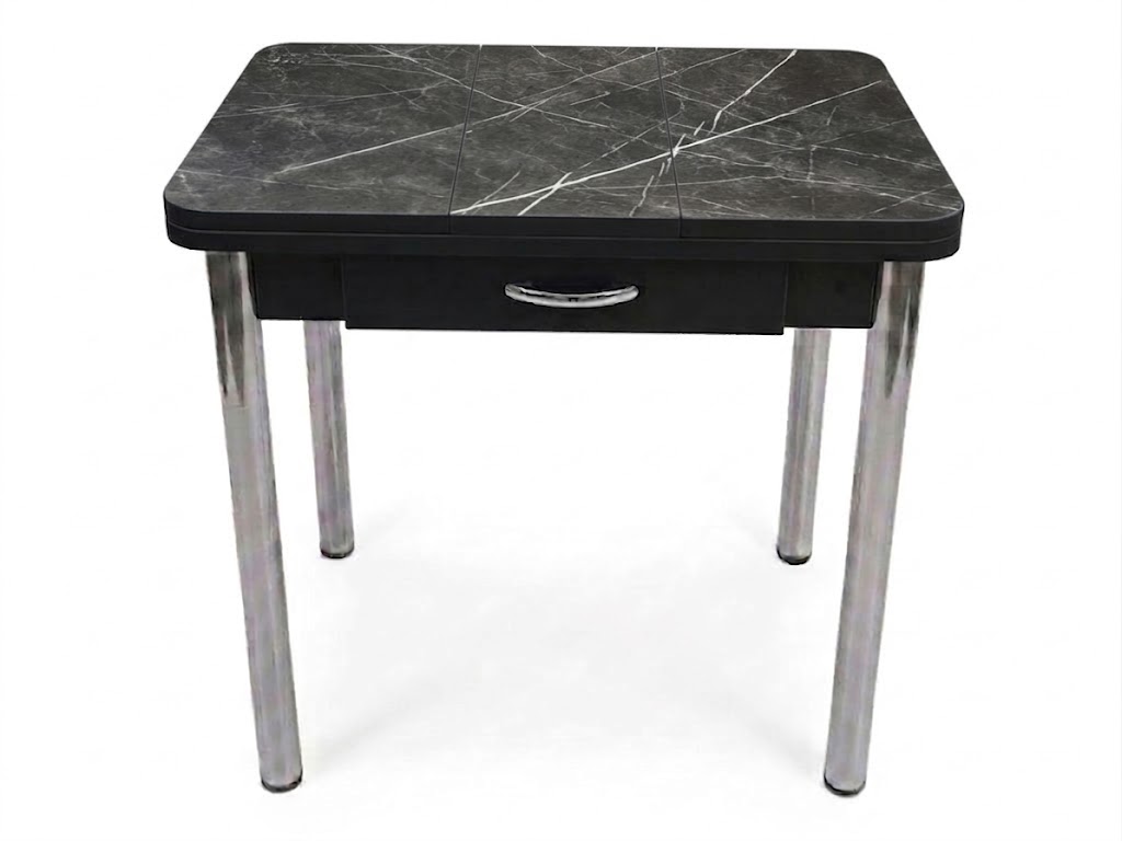 Стол Ломберный с ящ 600*800 (1200) ноги хром Черное Пл.3102ТС черный тунис