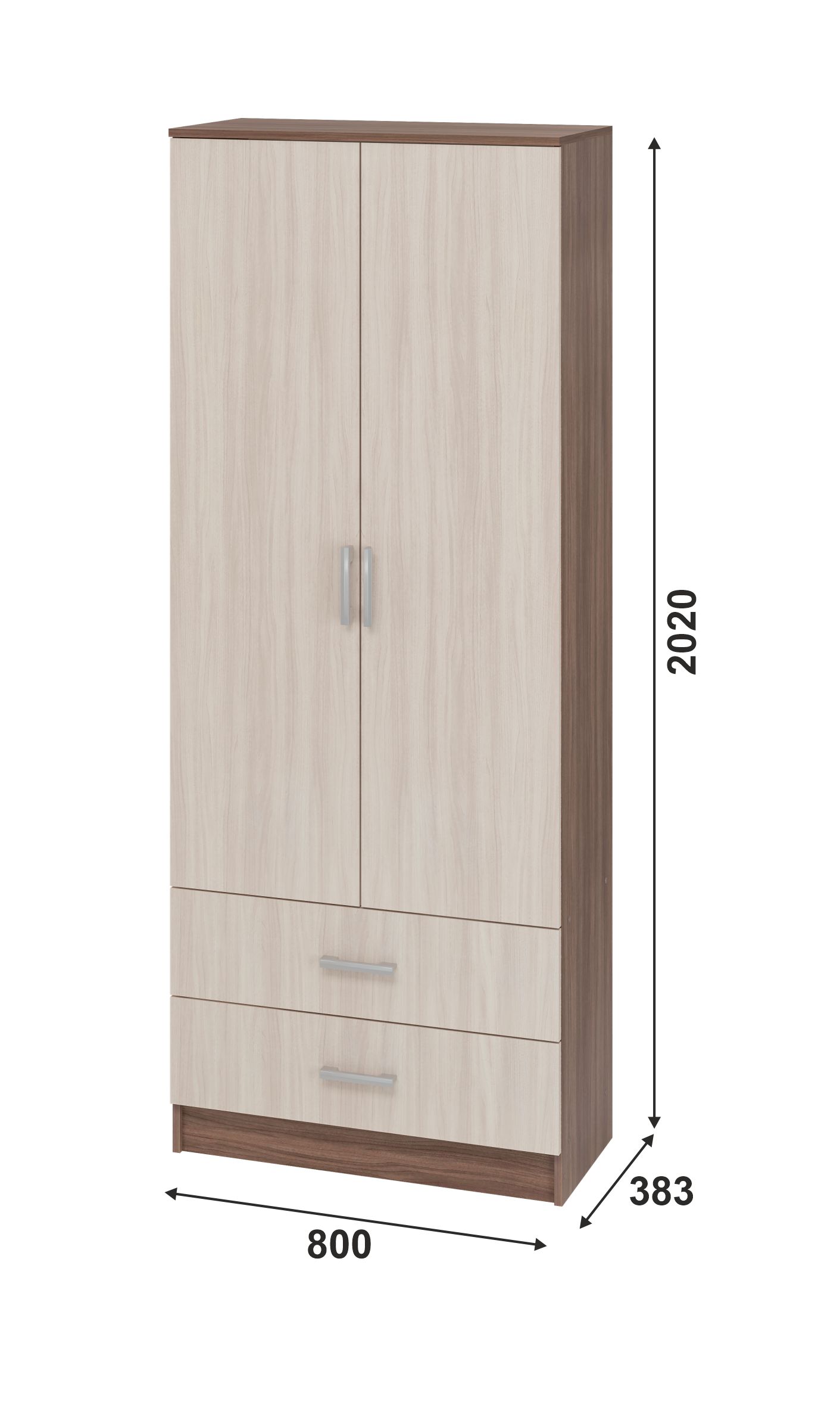 Тива Шкаф ШК 202 800х2020х380 (ЯСН-ШИ/СВЕ/ТЕМ)