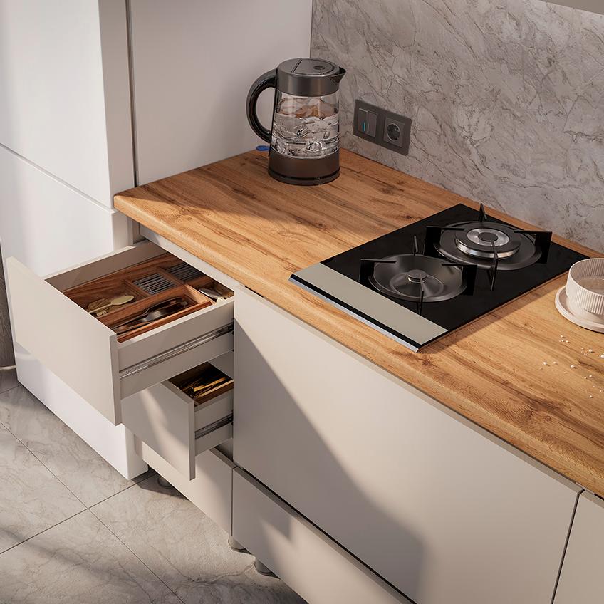 Люмо Кухонный гарнитур со столешницей 2000х2170х600, Кашемир